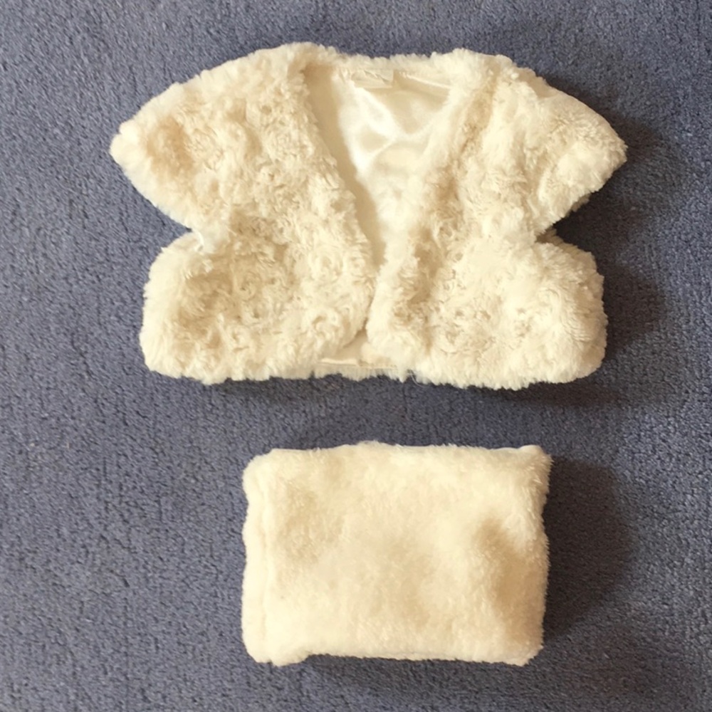 Faux Fur Toddler Shrug Bolero Vest and Hand Muff